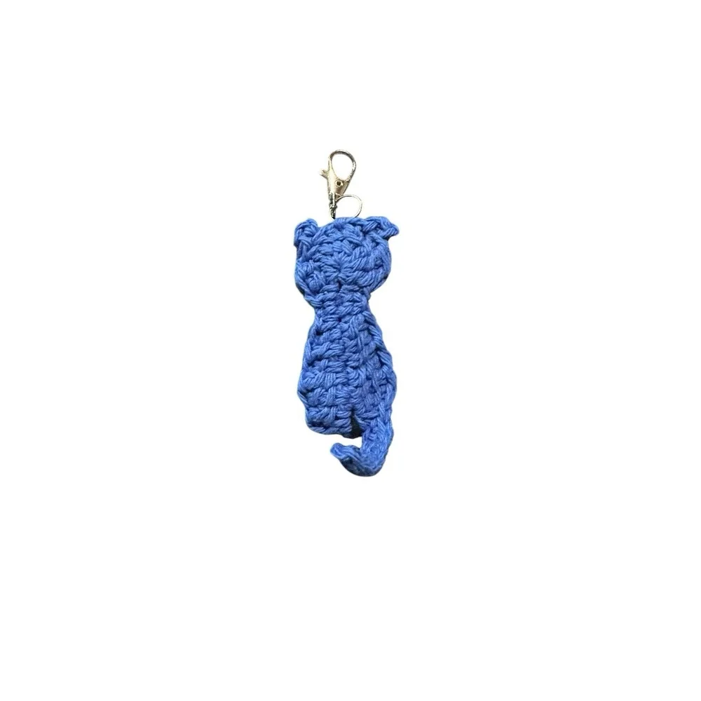 NEW handmade crochet CAT‎ kitten keychain bag purse charm gift
